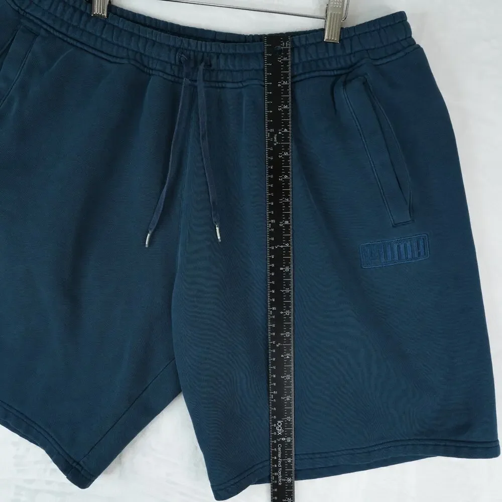 Puma Fleece Shorts Mens XL Blue Drawstring Athletic Athleisure Casual‎